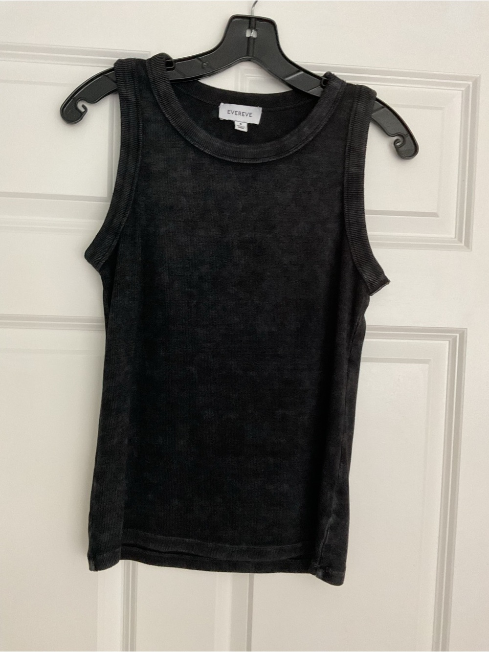 Evereve Black Ribbed Crewneck Tank Small
